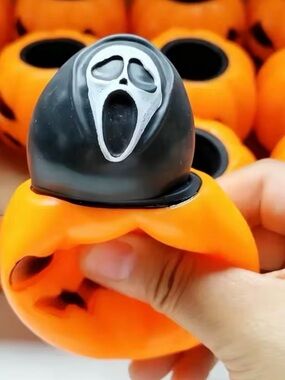Halloween Squishy Pumpkin Candy Holder with Ghost Top